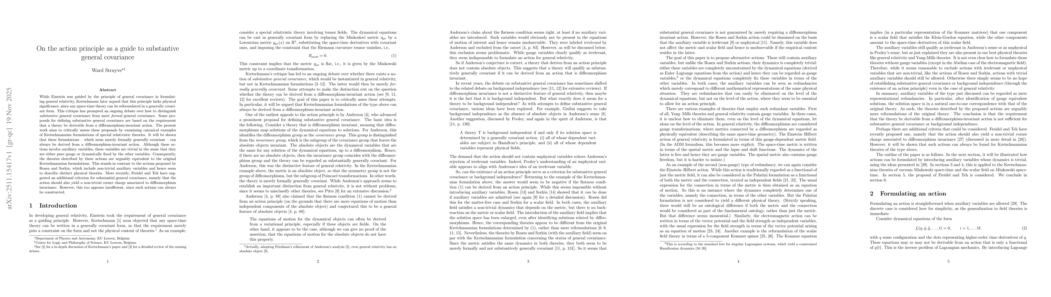 Thumbnail for On the action principle as a guide to substantive general covariance