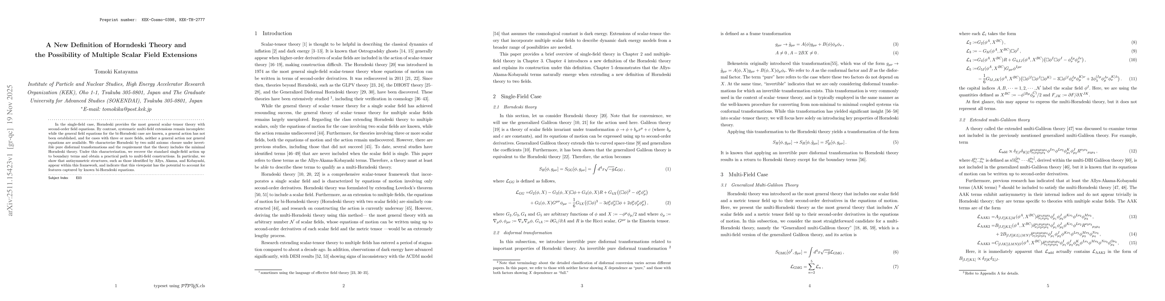 Thumbnail for A New Definition of Horndeski Theory and the Possibility of Multiple Scalar Field Extensions