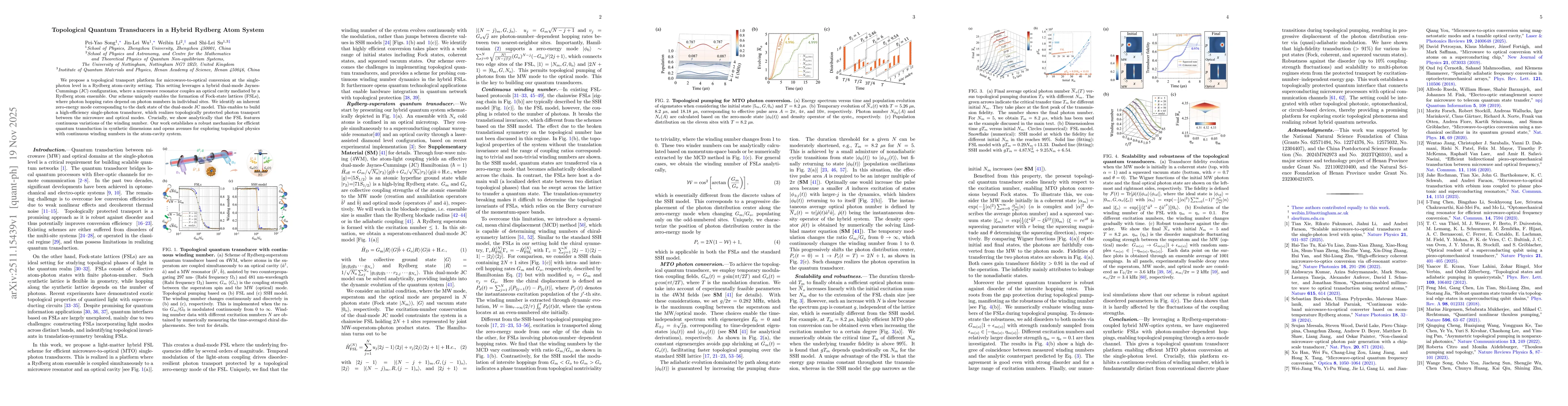 Thumbnail for Topological Quantum Transducers in a Hybrid Rydberg Atom System