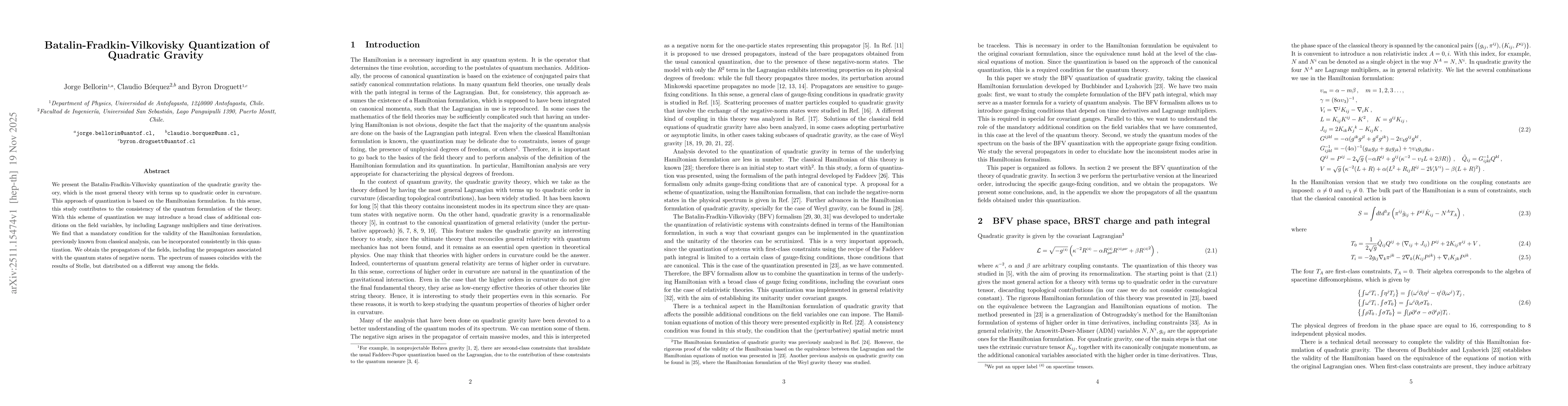 Thumbnail for Batalin-Fradkin-Vilkovisky Quantization of Quadratic Gravity