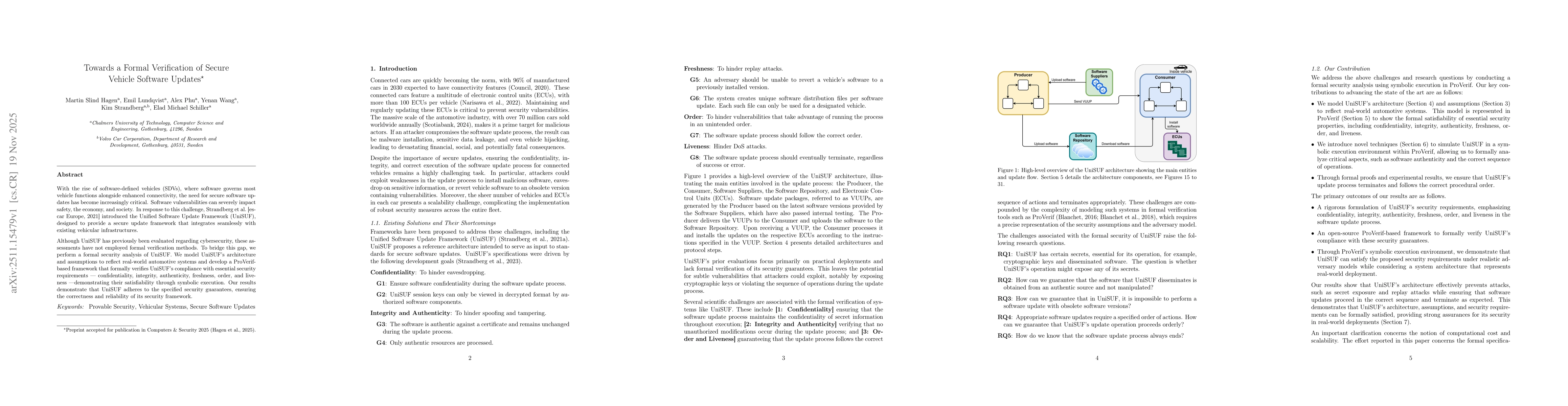 Thumbnail for Towards a Formal Verification of Secure Vehicle Software Updates