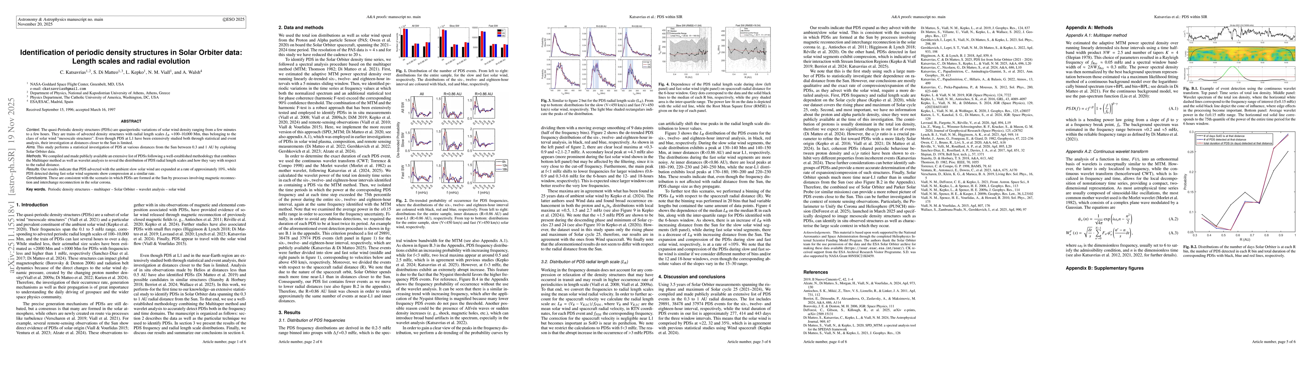 Thumbnail for Identification of periodic density structures in Solar Orbiter data: Radial evolution