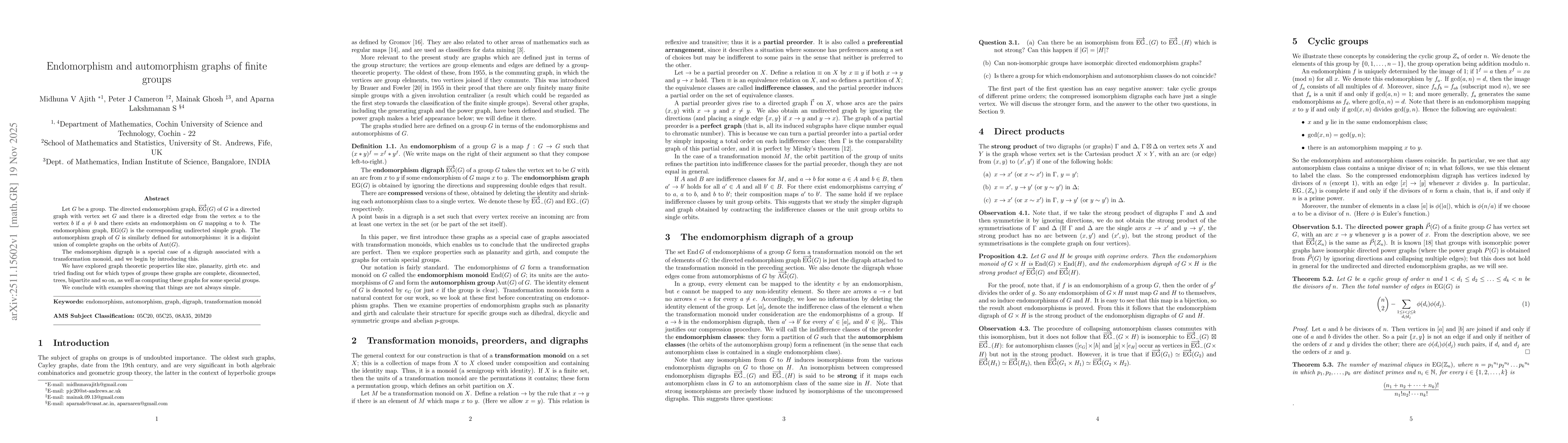 Thumbnail for Endomorphism and automorphism graphs of finite groups