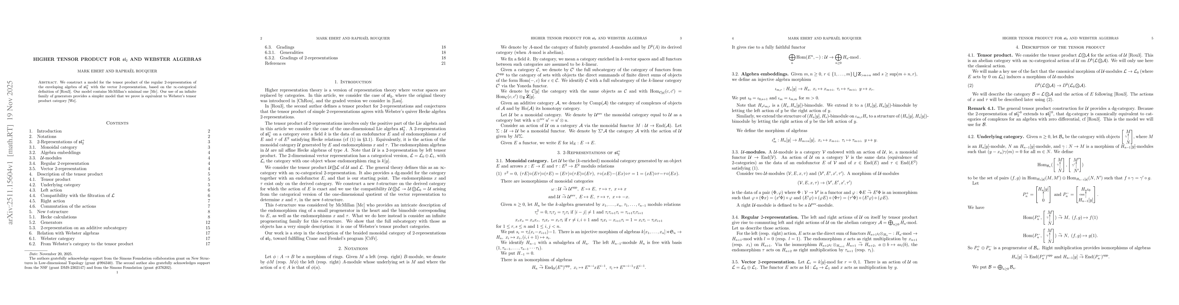Thumbnail for Higher Tensor Product for sl2 and Webster algebras