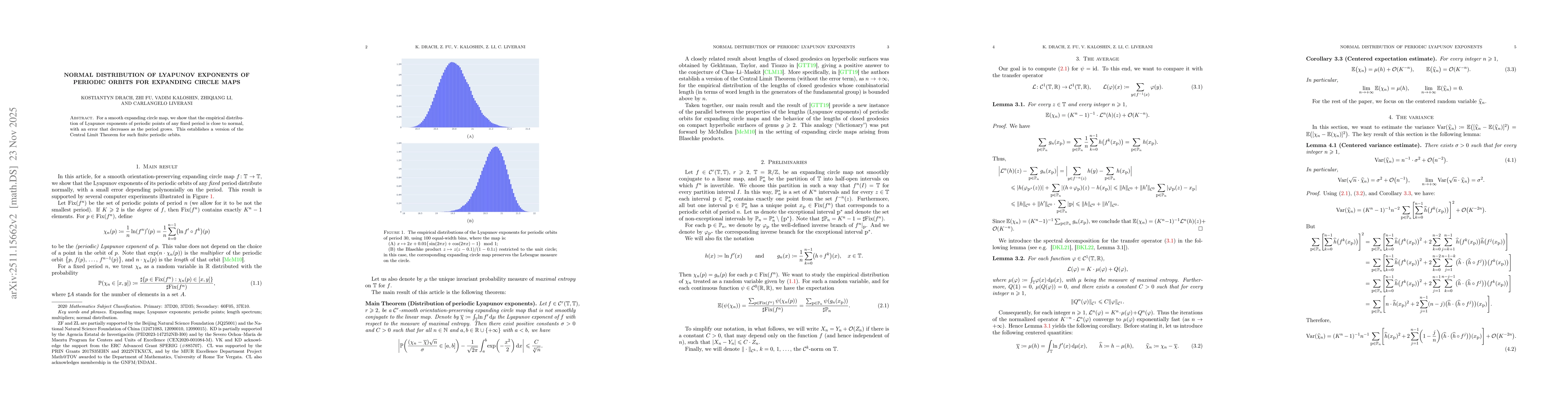 Thumbnail for Normal distribution of Lyapunov exponents of periodic orbits for expanding circle maps
