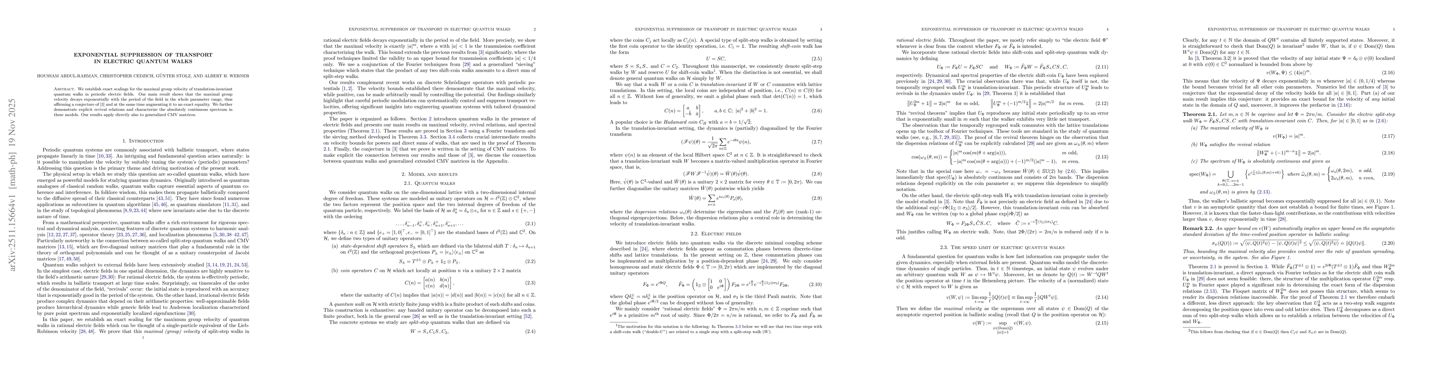 Thumbnail for Exponential Suppression of Transport in Electric Quantum Walks