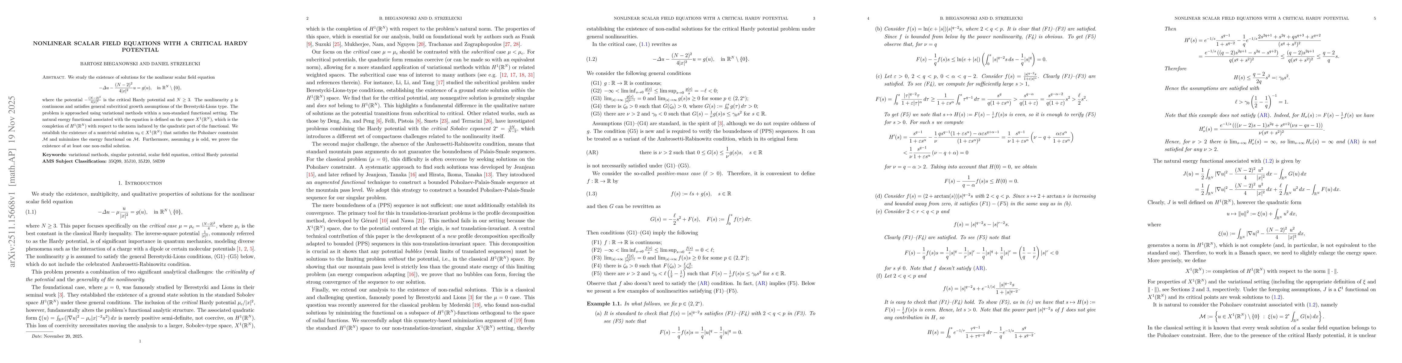 Thumbnail for Nonlinear scalar field equations with a critical Hardy potential