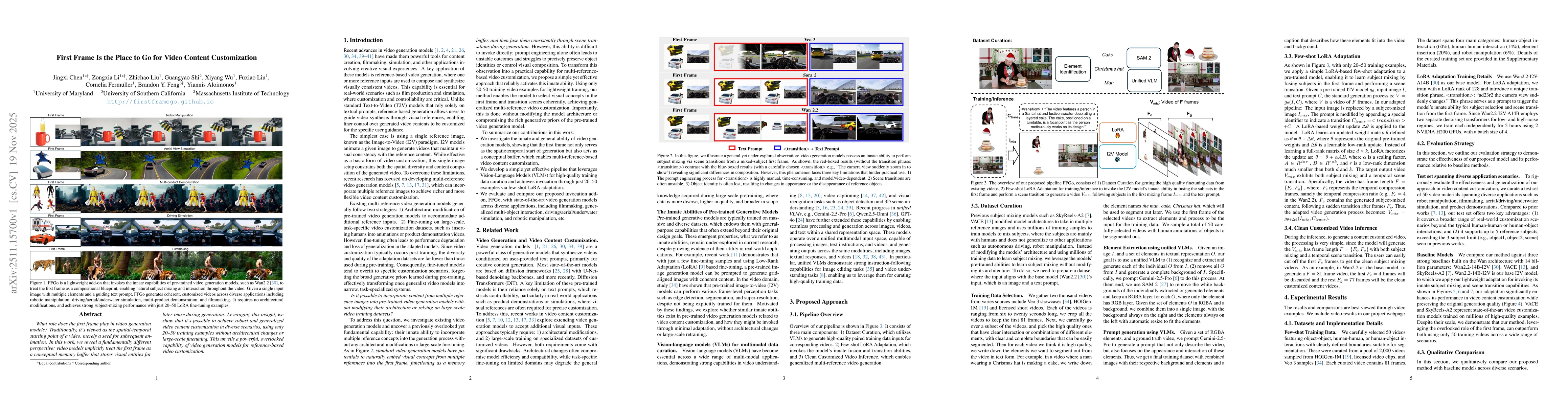 Thumbnail for First Frame Is the Place to Go for Video Content Customization