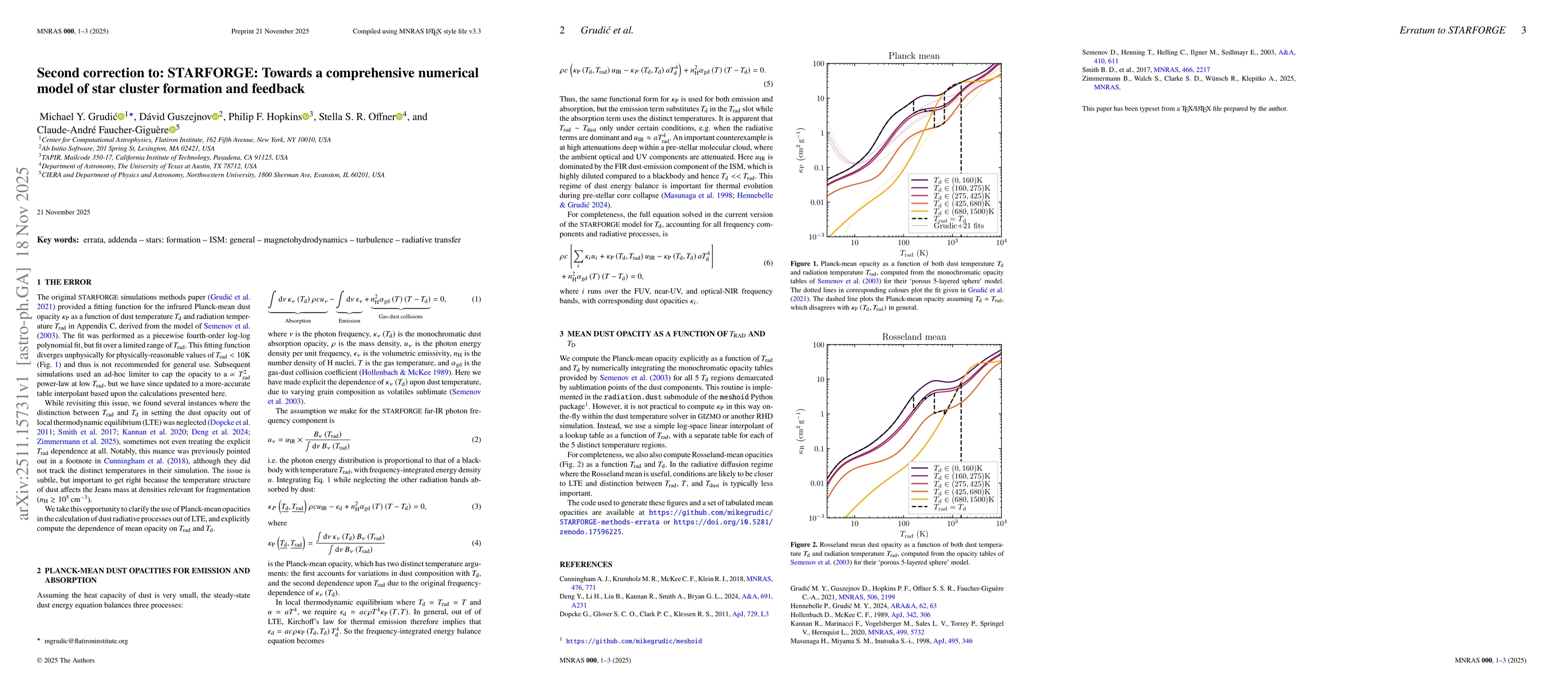 Thumbnail for Further correction to the STARFORGE methods paper: Planck-mean dust opacities