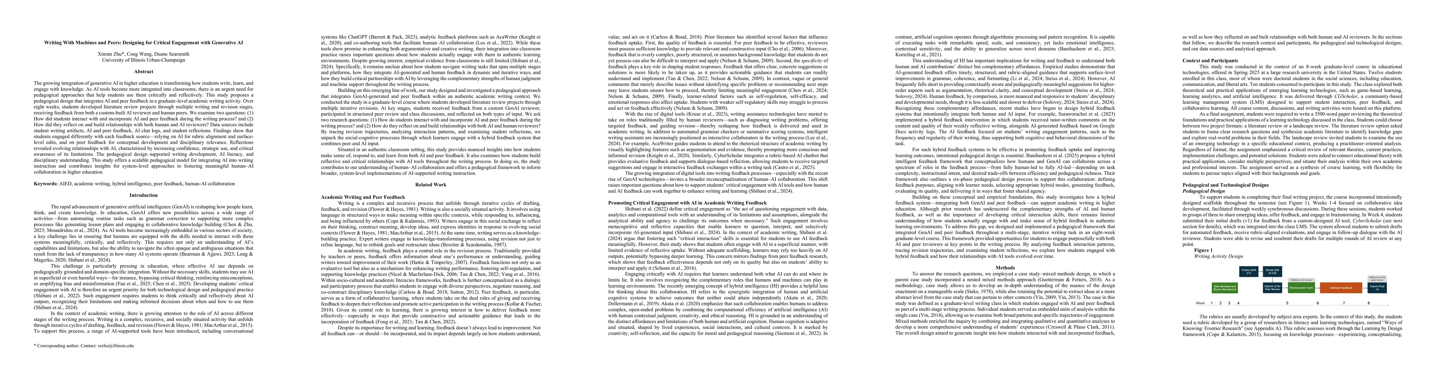 Thumbnail for Writing With Machines and Peers: Designing for Critical Engagement with Generative AI