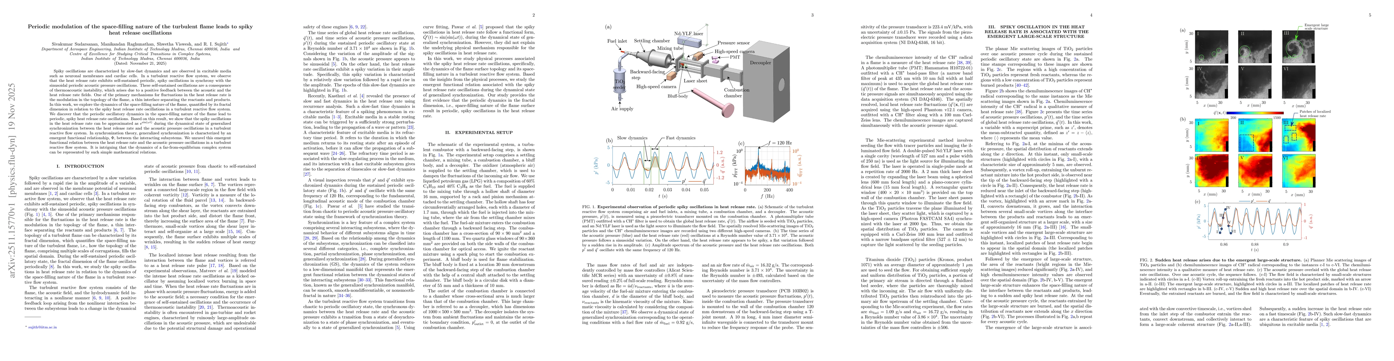 Thumbnail for Periodic modulation of the space-filling nature of the turbulent flame leads to spiky heat release oscillations