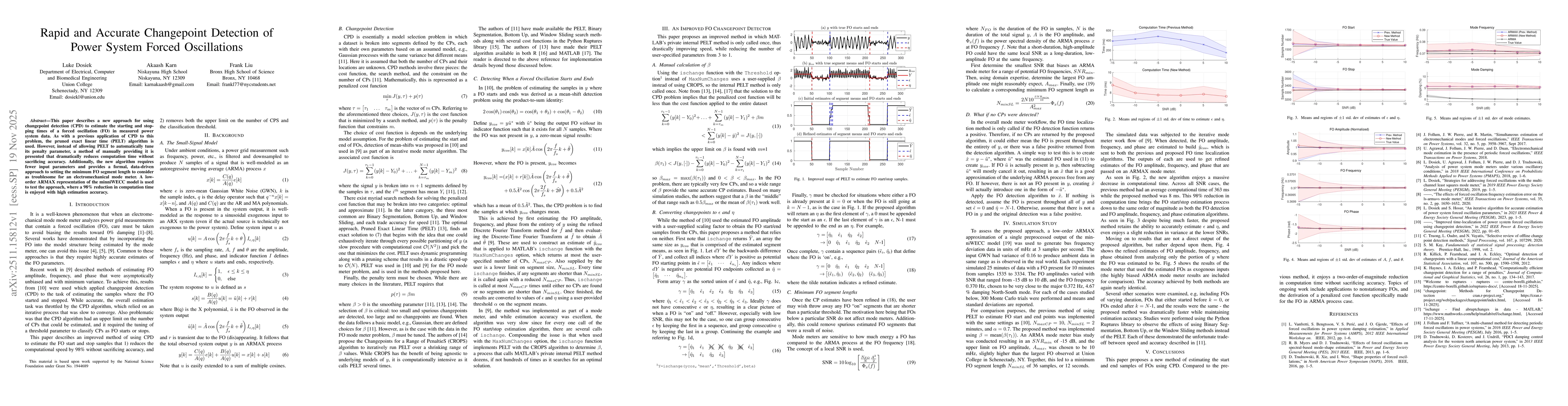 Thumbnail for Rapid and Accurate Changepoint Detection of Power System Forced Oscillations