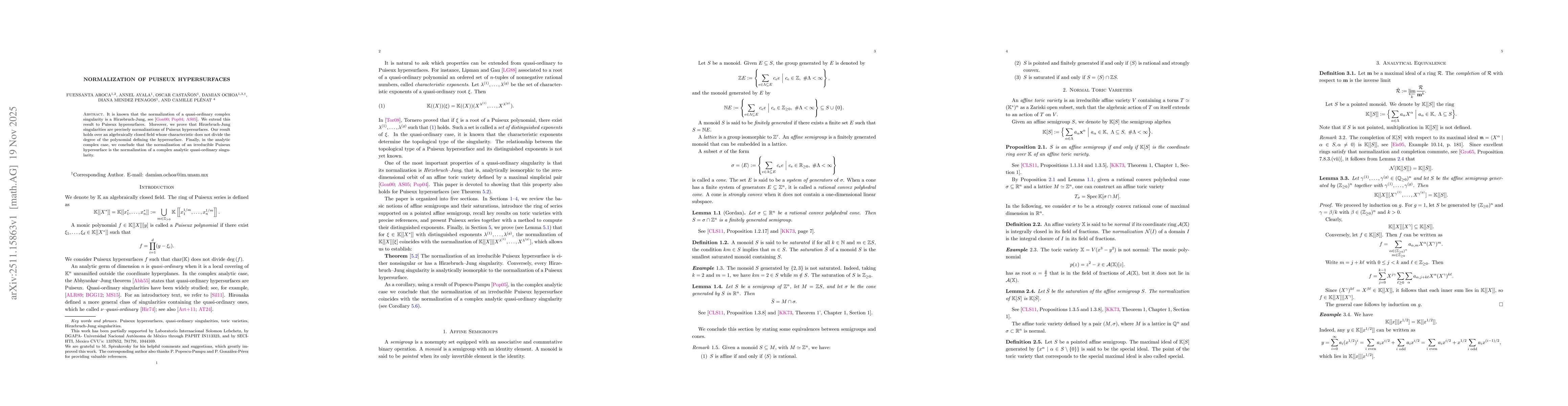 Thumbnail for Normalization of Puiseux Hipersurfaces