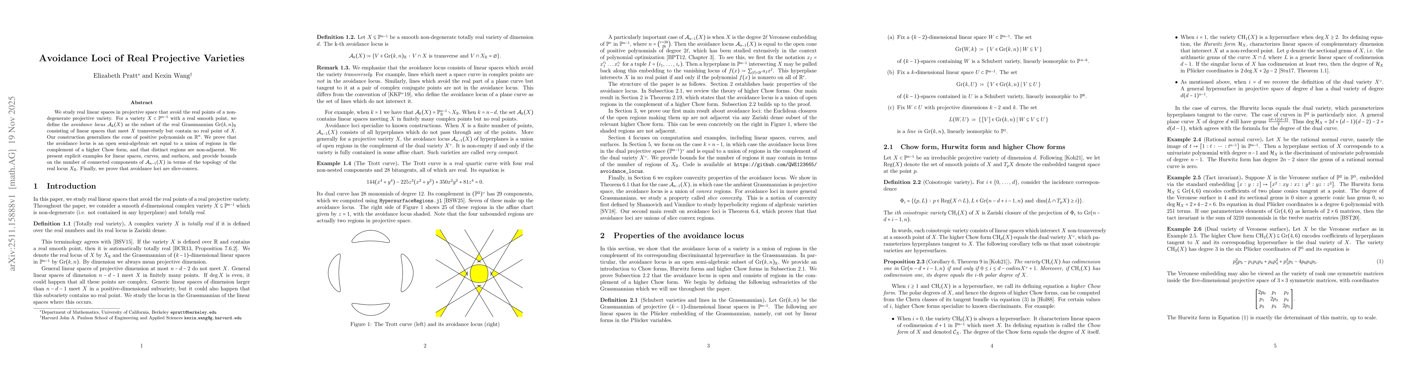 Thumbnail for Avoidance Loci of Real Projective Varieties