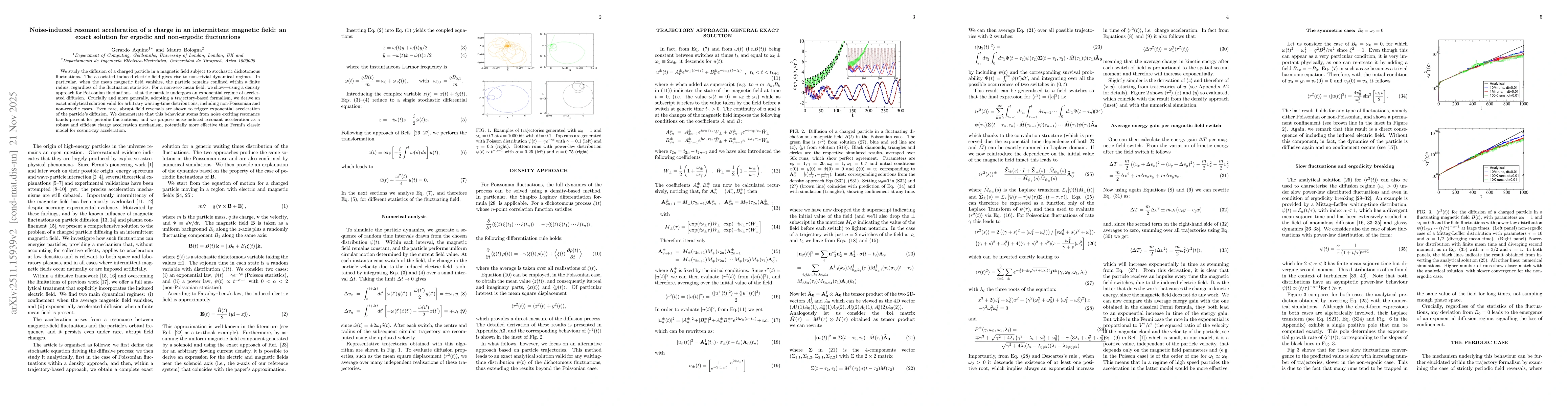 Thumbnail for Noise-induced resonant acceleration of a charge in an intermittent magnetic field: an exact solution for ergodic and non-ergodic fluctuations