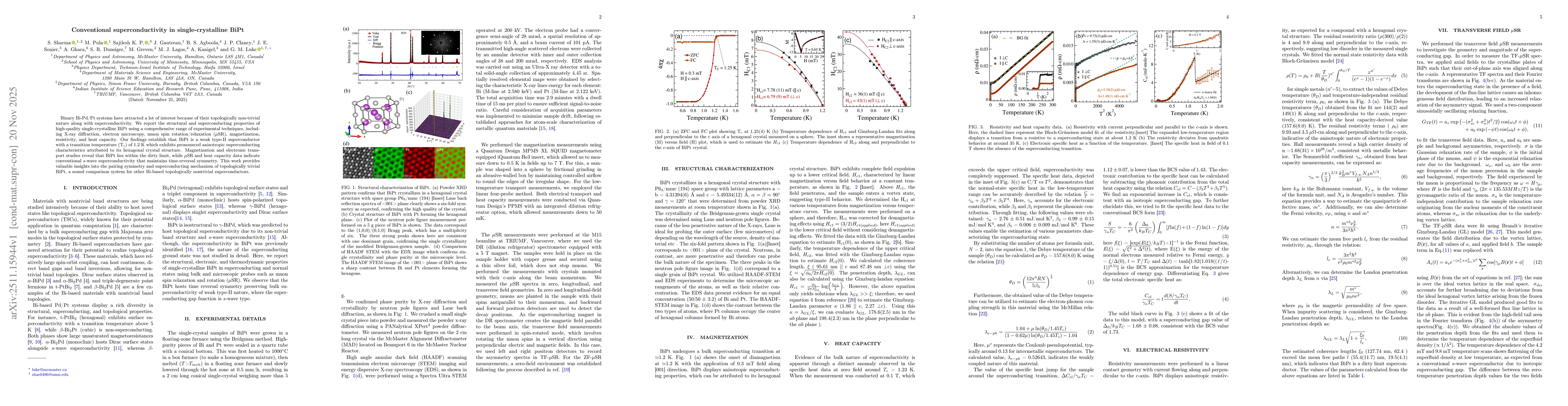 Thumbnail for Conventional superconductivity in single-crystalline BiPt