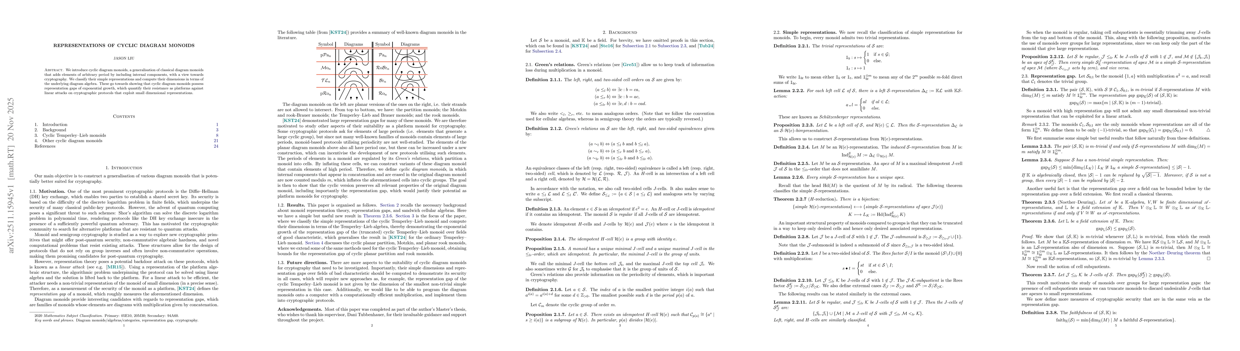 Thumbnail for Representations of Cyclic Diagram Monoids