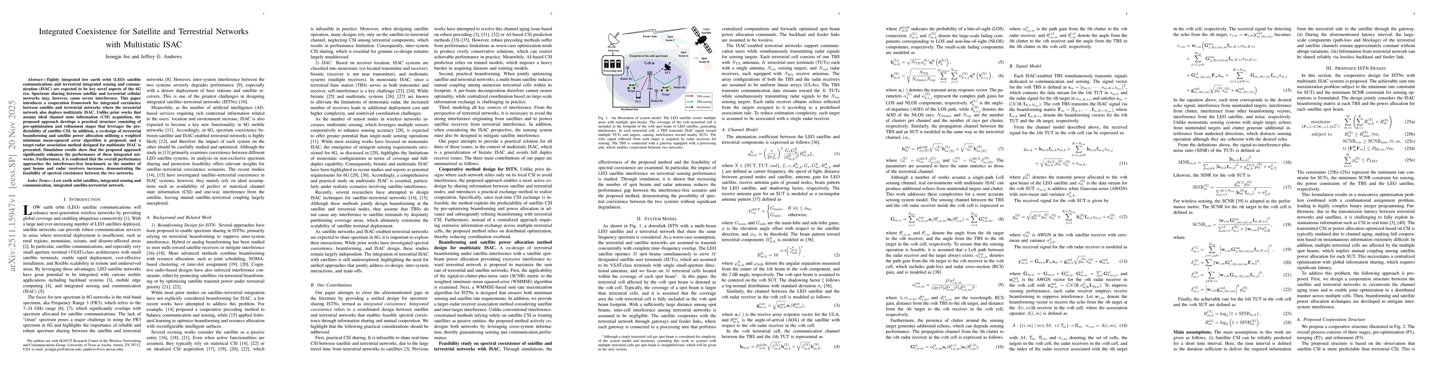 Thumbnail for Integrated Coexistence for Satellite and Terrestrial Networks with Multistatic ISAC