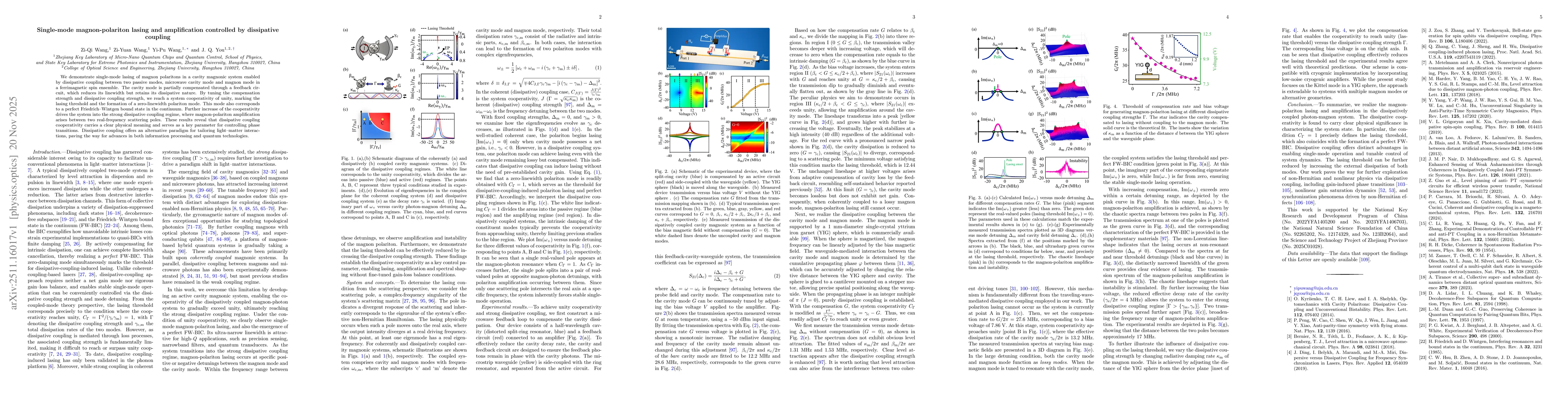 Thumbnail for Single-mode magnon-polariton lasing and amplification controlled by dissipative coupling
