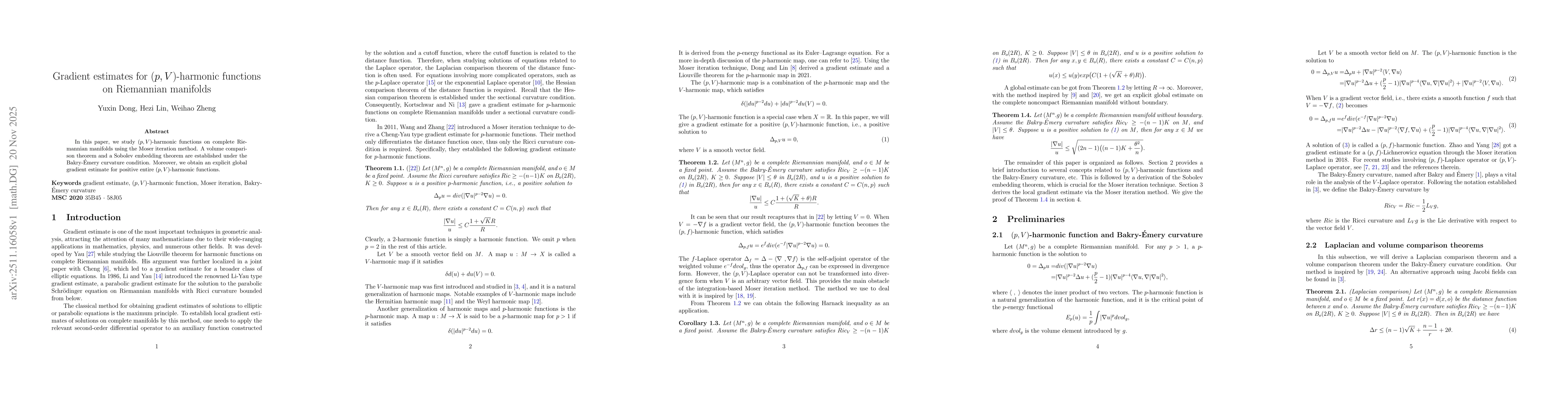 Thumbnail for Gradient estimates for $(p,V)$-harmonic functions on Riemannian manifolds