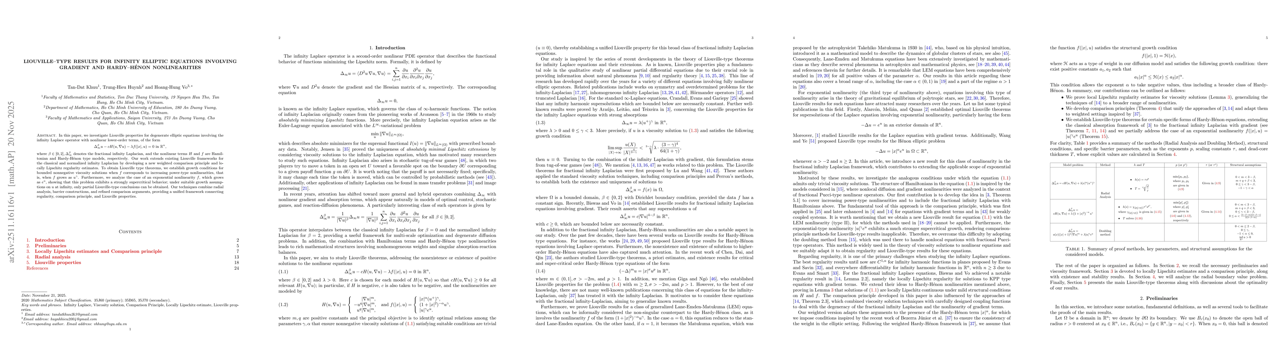 Thumbnail for Liouville--Type Results for Infinity Elliptic Equations Involving Gradient and Hardy--Hénon Nonlinearities