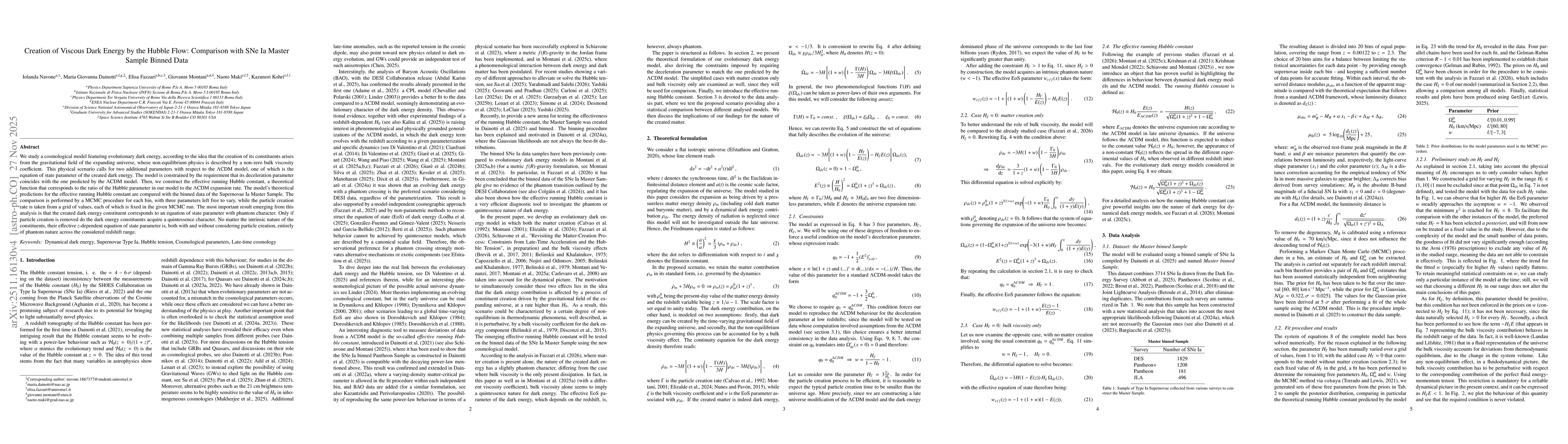 Thumbnail for Creation of Viscous Dark Energy by the Hubble Flow: Comparison with SNe Ia Master Sample Binned Data
