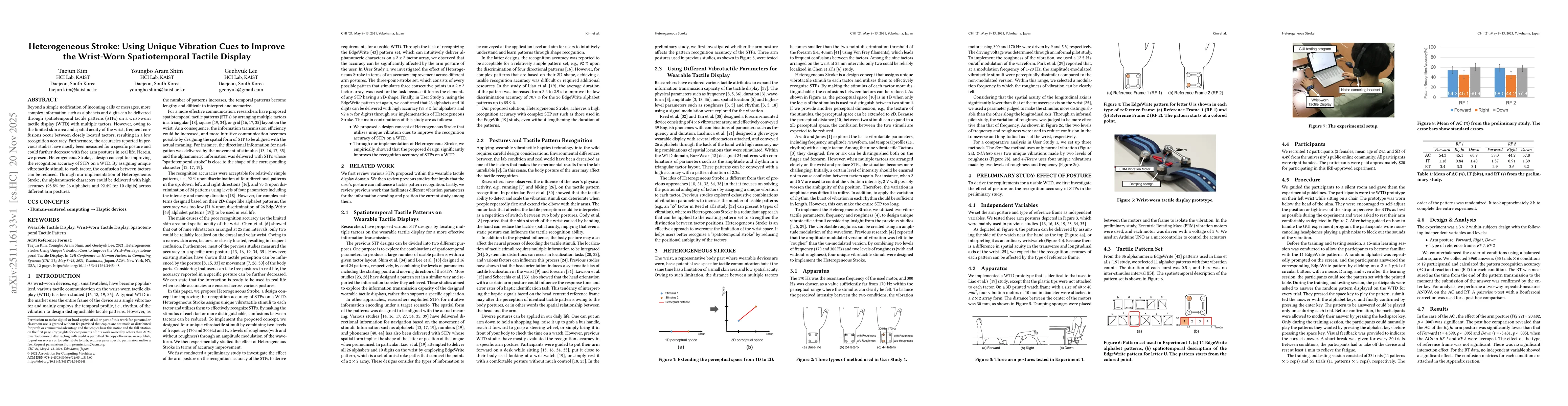 Thumbnail for Heterogeneous Stroke: Using Unique Vibration Cues to Improve the Wrist-Worn Spatiotemporal Tactile Display