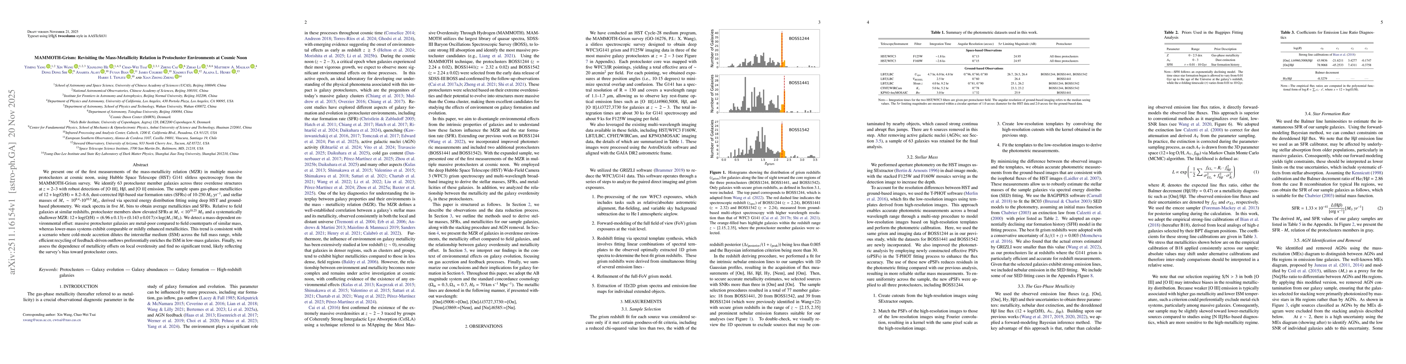 Thumbnail for MAMMOTH-Grism: Revisiting the Mass-Metallicity Relation in Protocluster Environments at Cosmic Noon