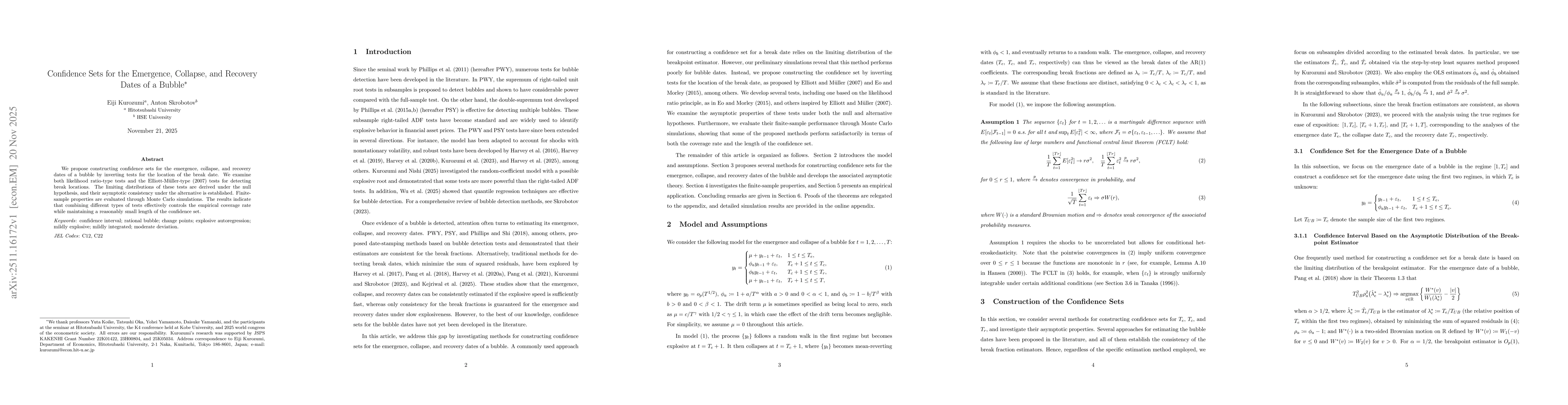 Thumbnail for Confidence Sets for the Emergence, Collapse, and Recovery Dates of a Bubble