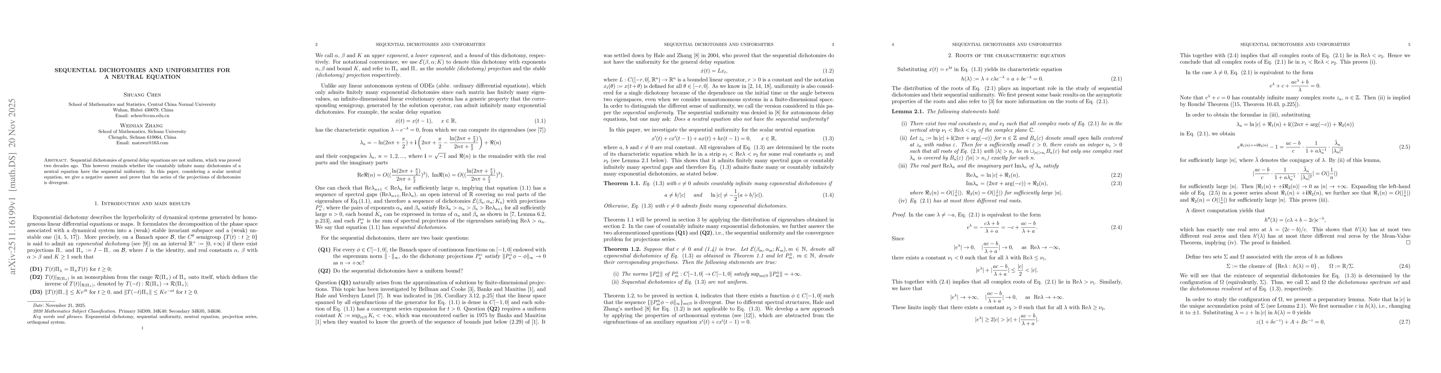 Thumbnail for Sequential dichotomies and uniformities for a neutral equation