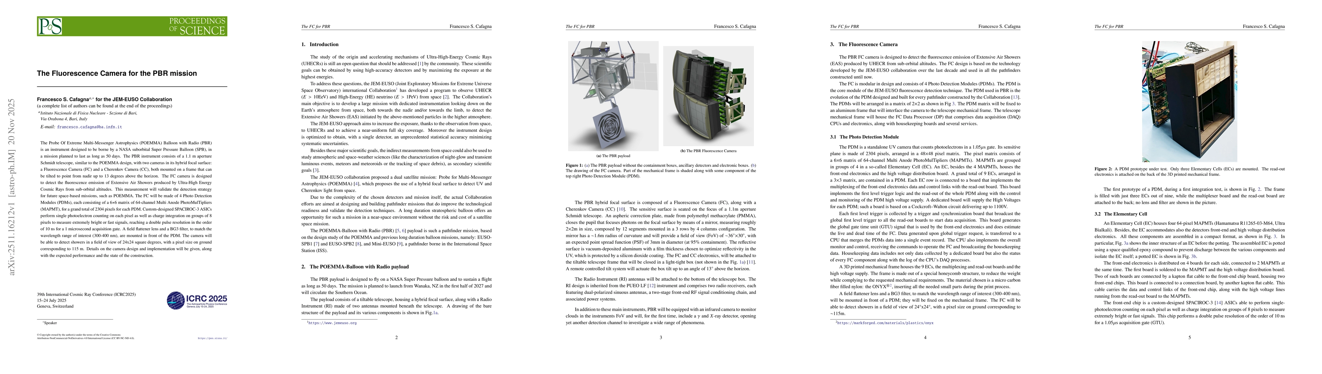 Thumbnail for The Fluorescence Camera for the PBR mission