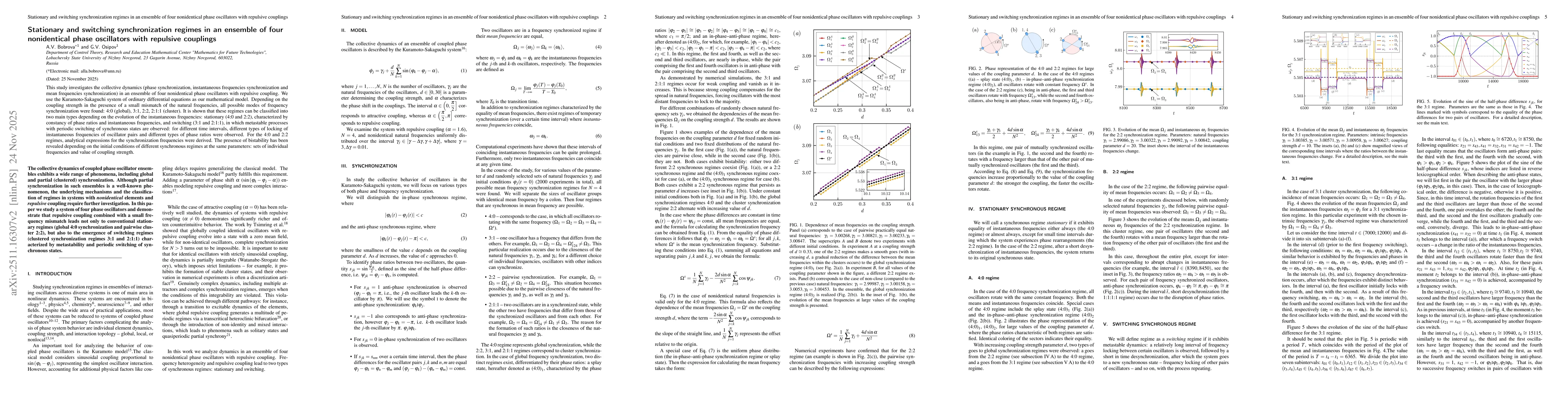 Thumbnail for Stationary and switching synchronization regimes in an ensemble of four nonidentical phase oscillators with repulsive couplings