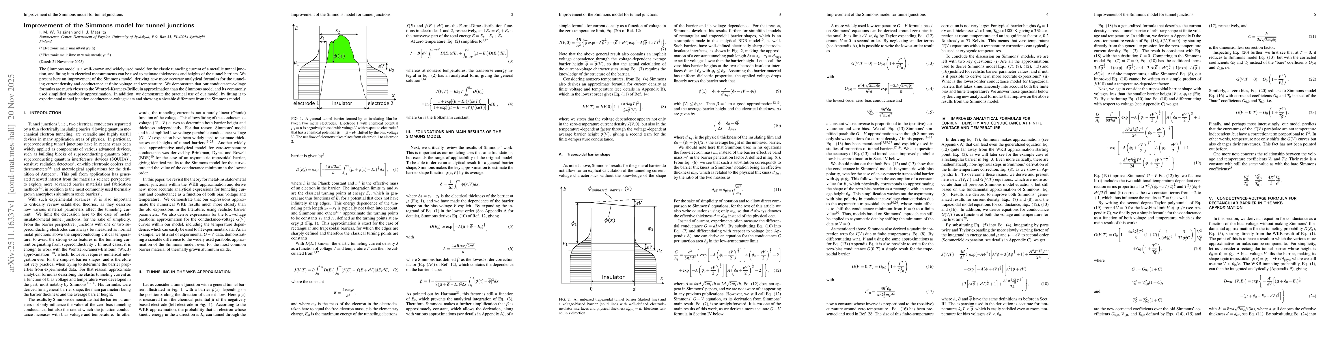 Thumbnail for Improvement of the Simmons model for tunnel junctions