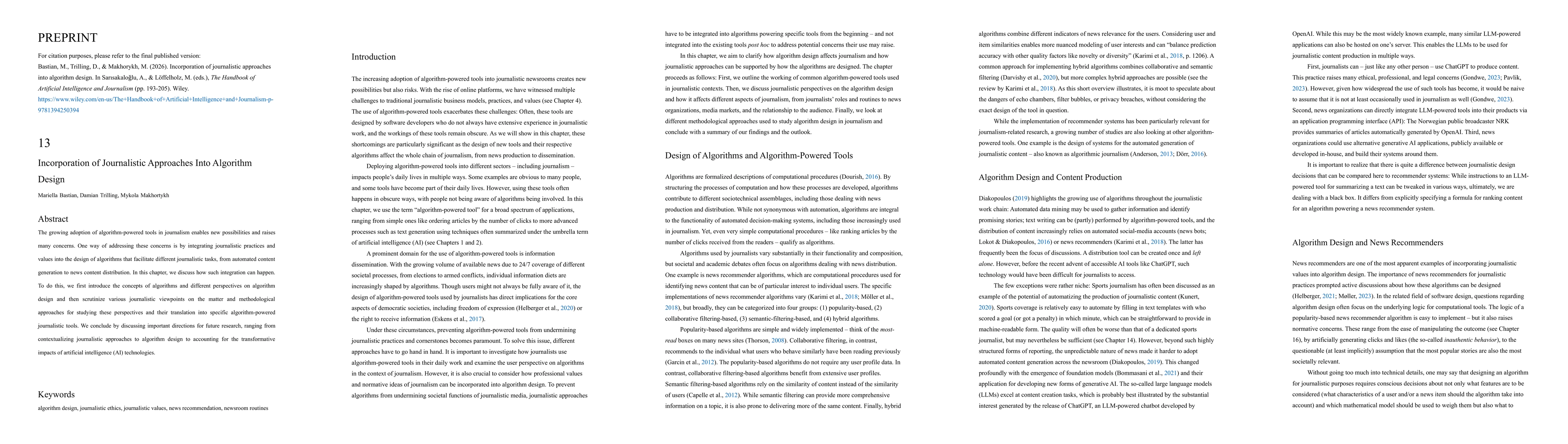 Thumbnail for Incorporation of journalistic approaches into algorithm design