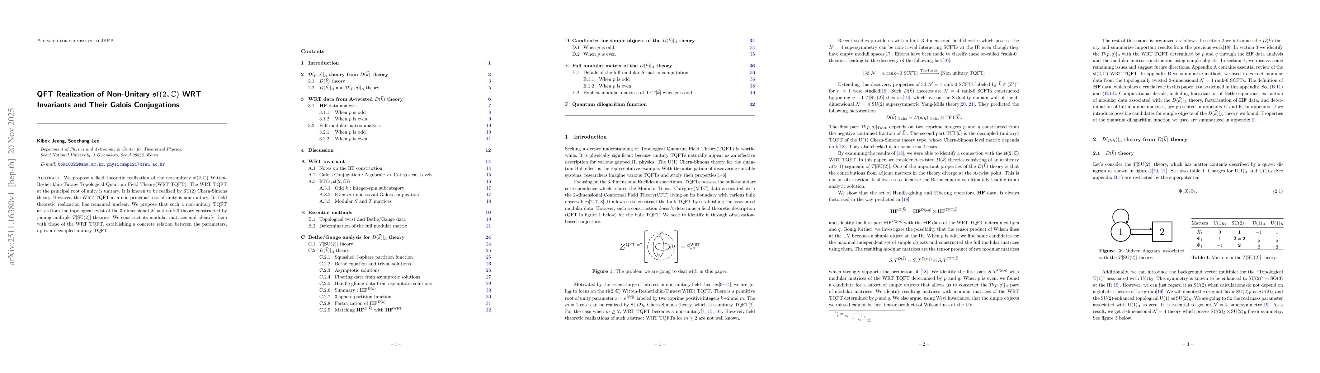 Thumbnail for QFT Realization of Non-Unitary $\mathfrak{sl}(2,\mathbb{C})$ WRT Invariants and Their Galois Conjugations