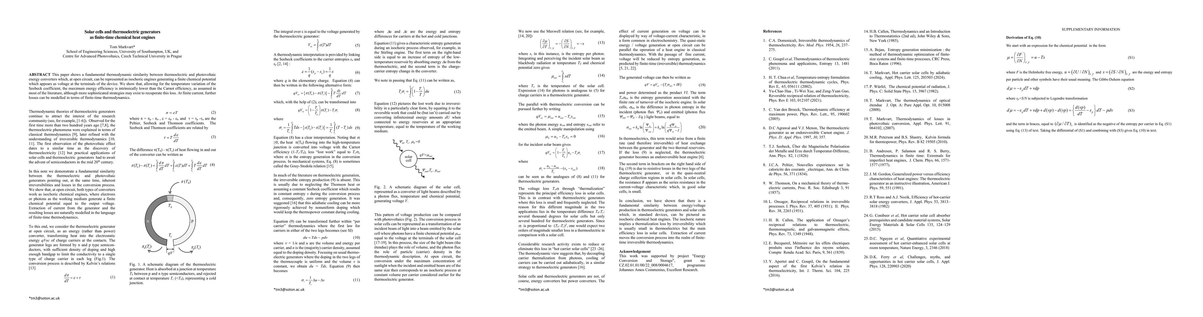 Thumbnail for Solar cells and thermoelectric generators as finite-time chemical heat engines