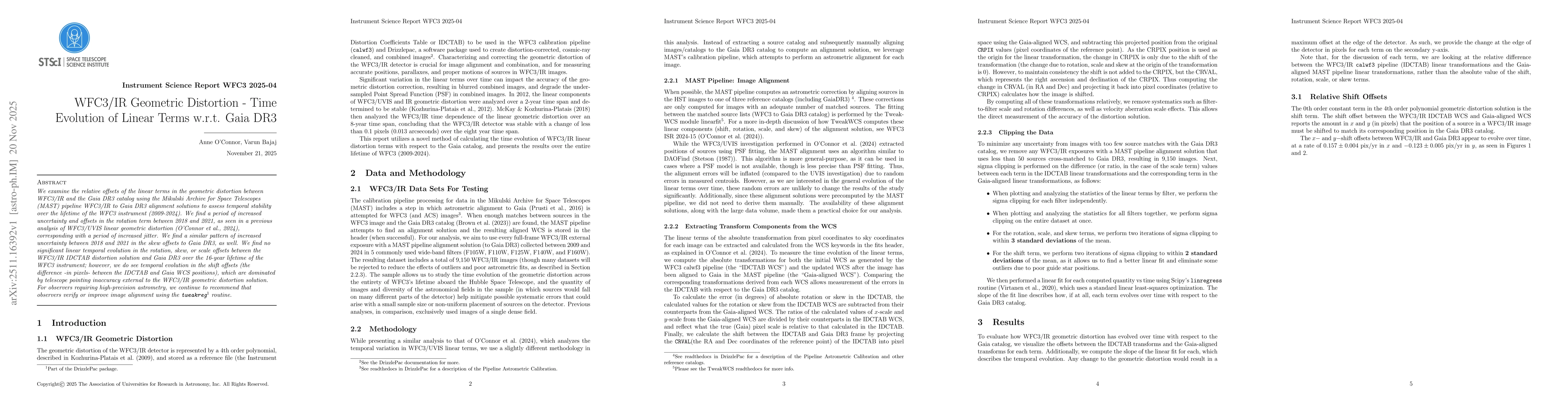 Thumbnail for WFC3/IR Geometric Distortion - Time Evolution of Linear Terms w.r.t. Gaia DR3
