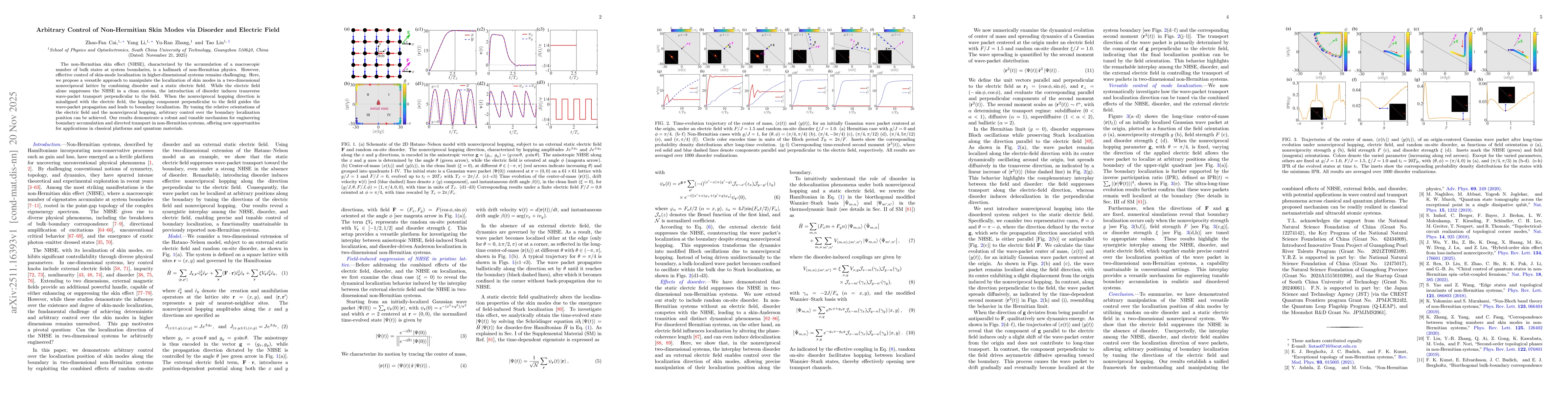 Thumbnail for Arbitrary Control of Non-Hermitian Skin Modes via Disorder and Electric Field