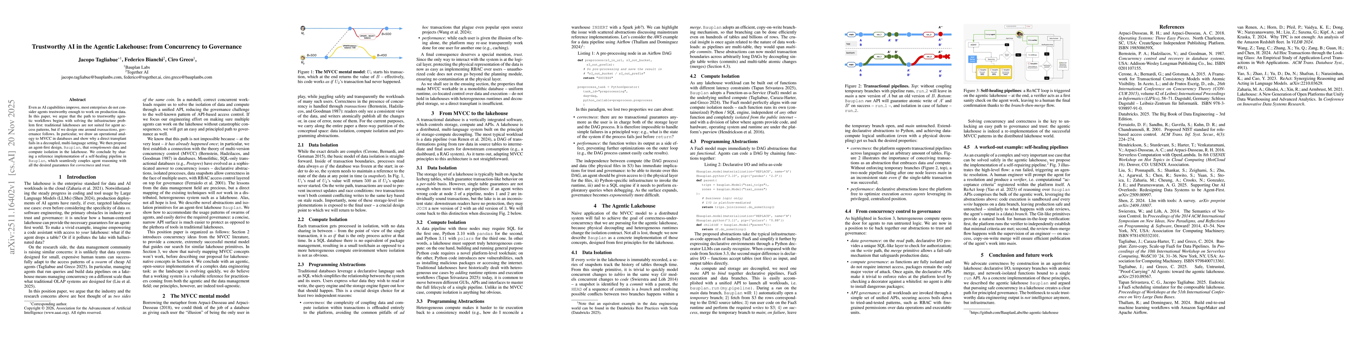 Thumbnail for Trustworthy AI in the Agentic Lakehouse: from Concurrency to Governance