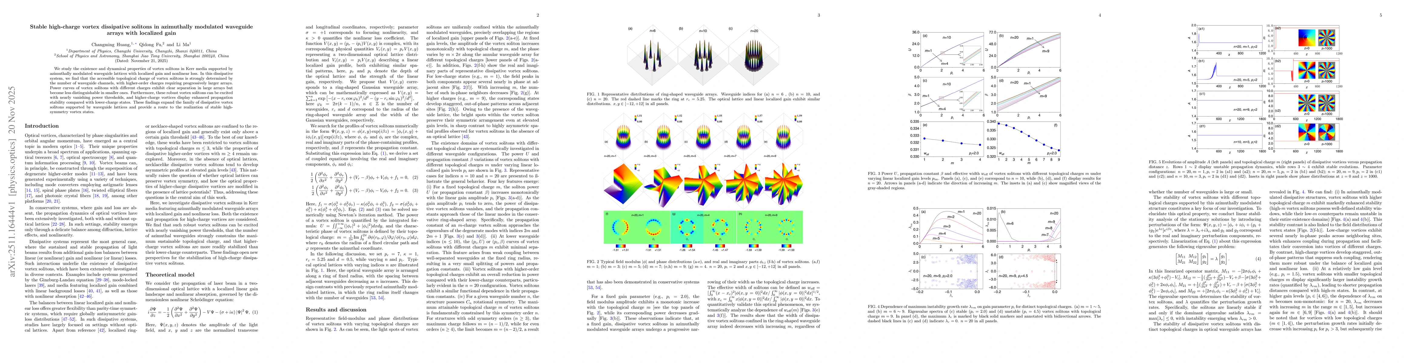 Thumbnail for Stable high-charge vortex dissipative solitons in azimuthally modulated waveguide arrays with localized gain
