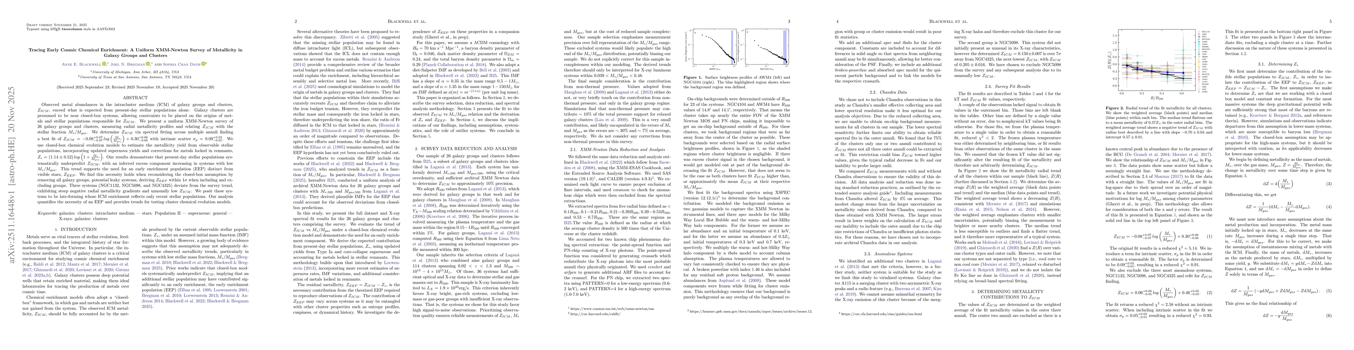 Thumbnail for Tracing Early Cosmic Chemical Enrichment: A Uniform XMM-Newton Survey of Metallicity in Galaxy Groups and Clusters