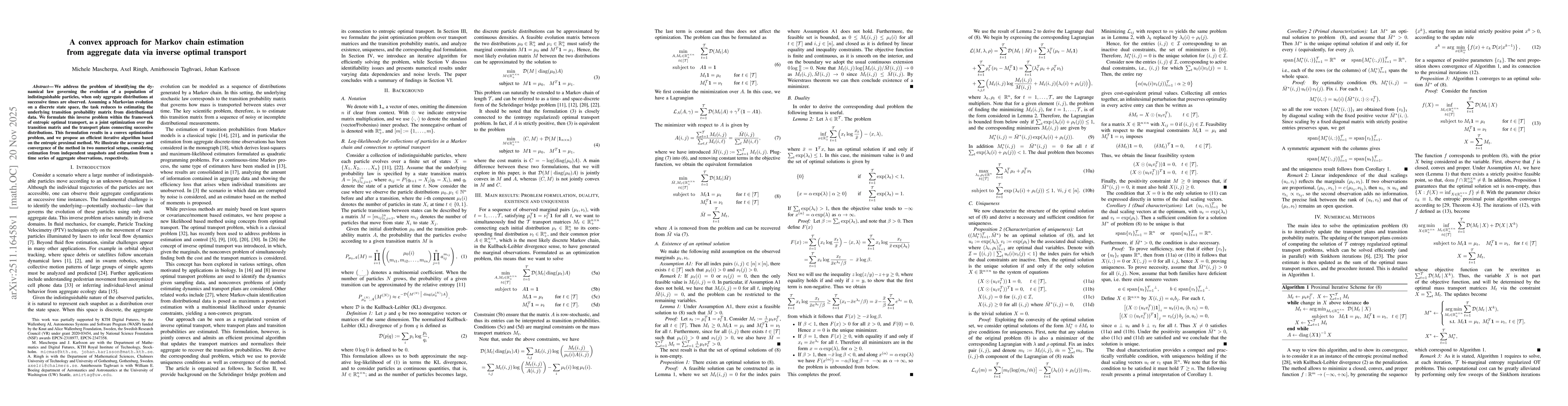 Thumbnail for A convex approach for Markov chain estimation from aggregate data via inverse optimal transport