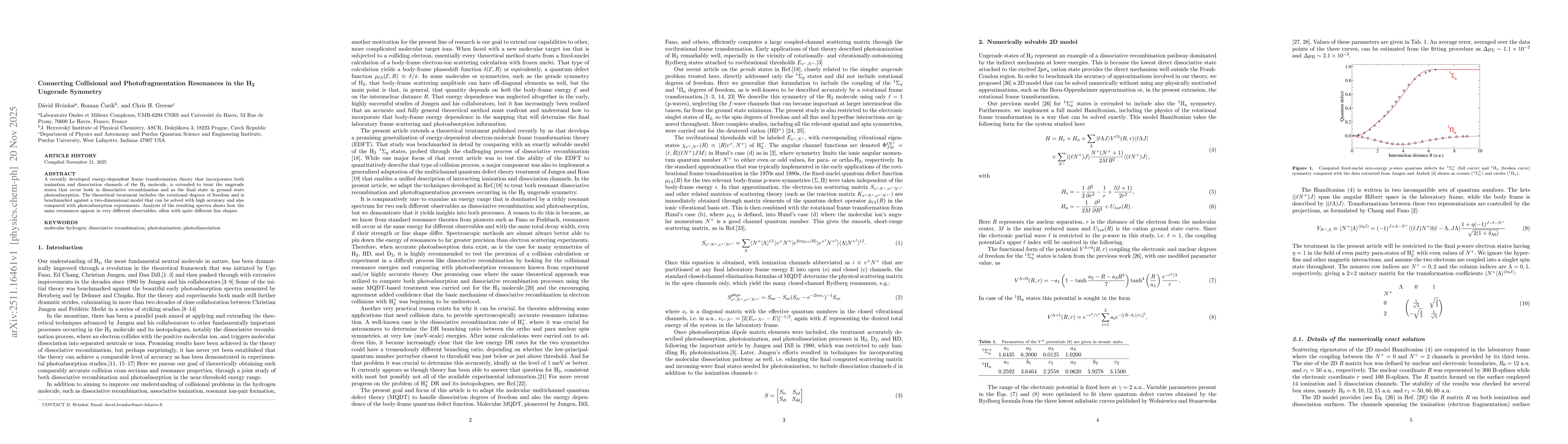 Thumbnail for Connecting Collisional and Photofragmentation Resonances in the H$_2$ Ungerade Symmetry