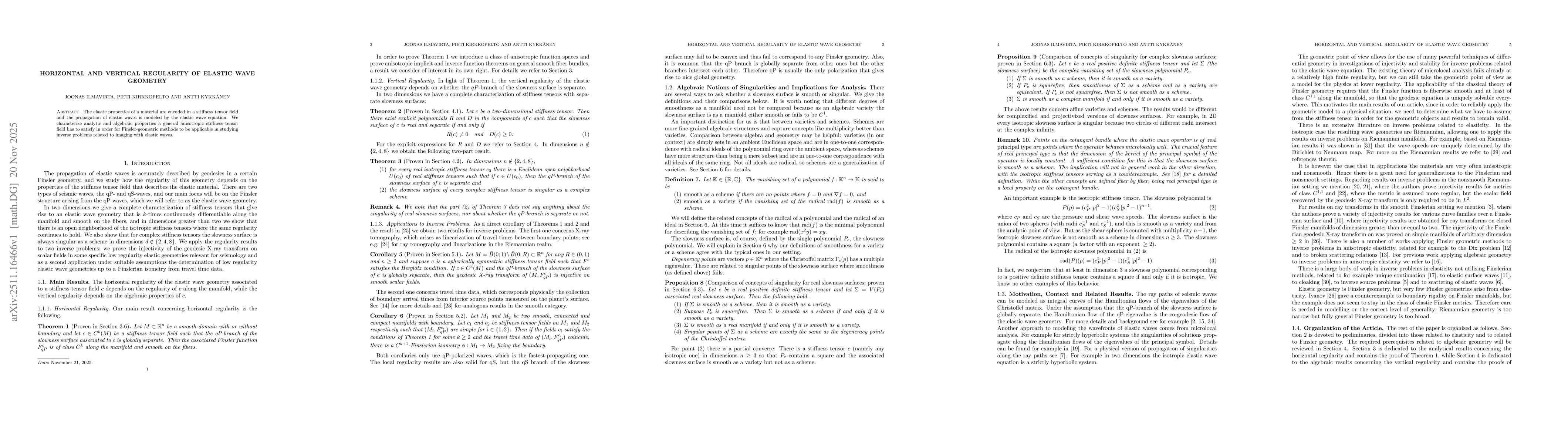 Thumbnail for Horizontal and Vertical Regularity of Elastic Wave Geometry