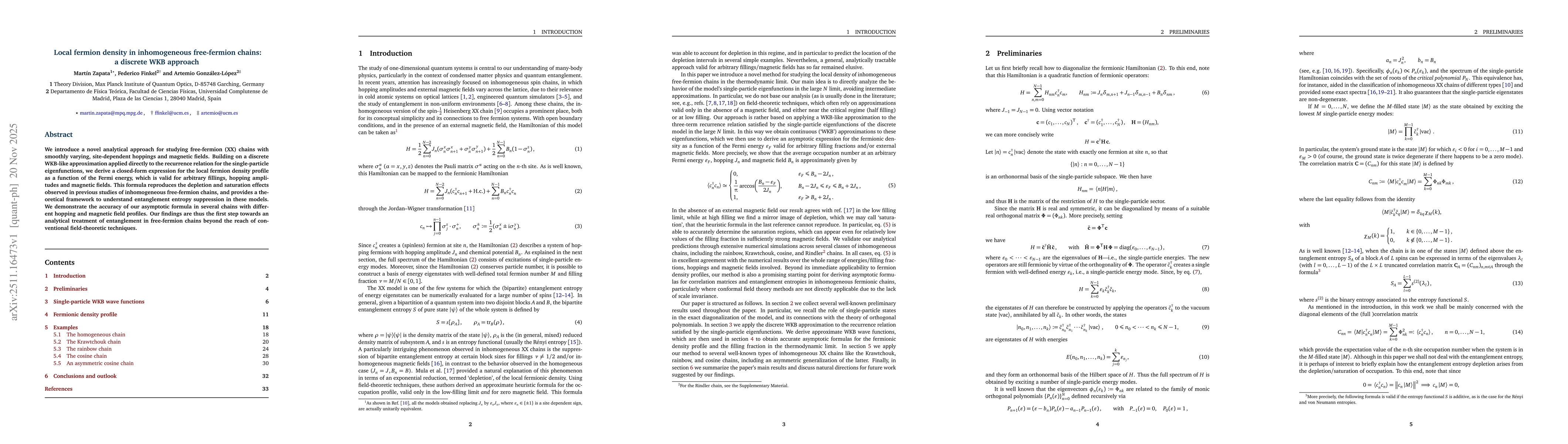 Thumbnail for Local fermion density in inhomogeneous free-fermion chains: a discrete WKB approach