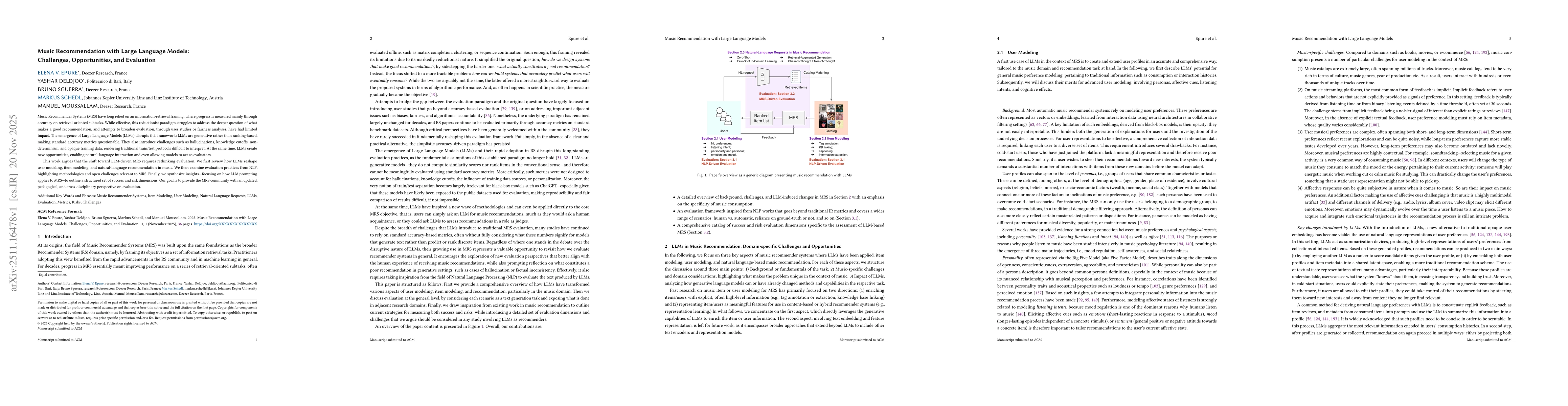 Thumbnail for Music Recommendation with Large Language Models: Challenges, Opportunities, and Evaluation