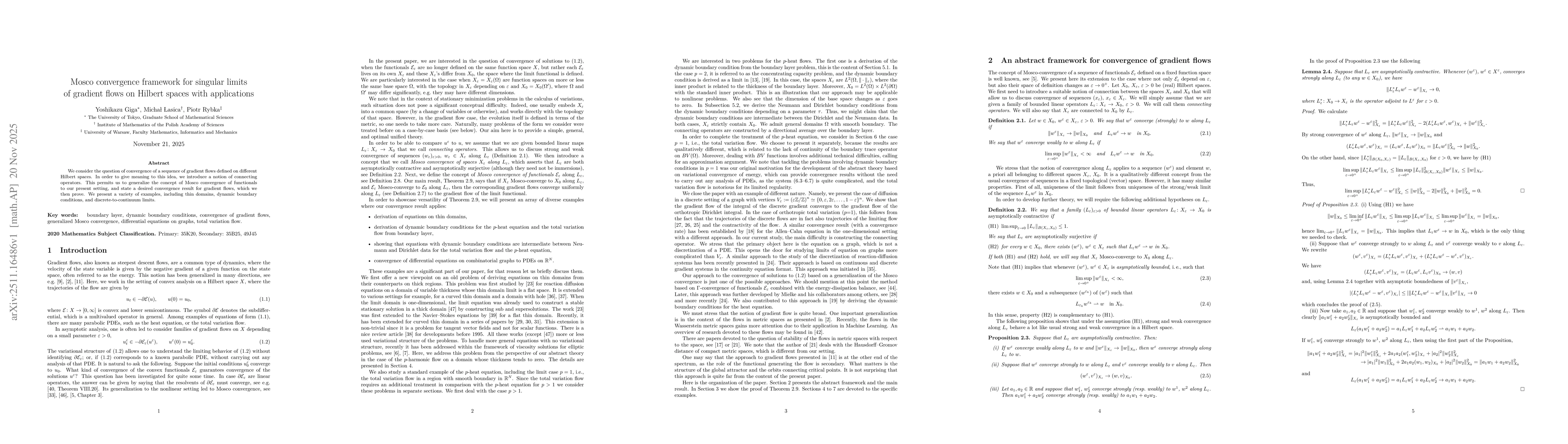 Thumbnail for Mosco convergence framework for singular limits of gradient flows on Hilbert spaces with applications