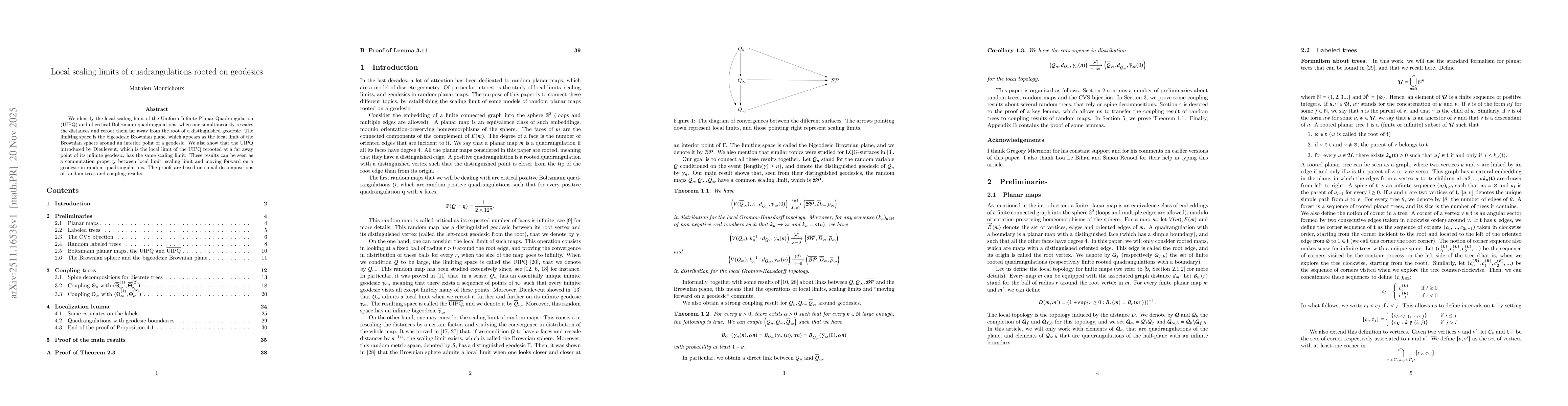 Thumbnail for Local scaling limits of quadrangulations rooted on geodesics