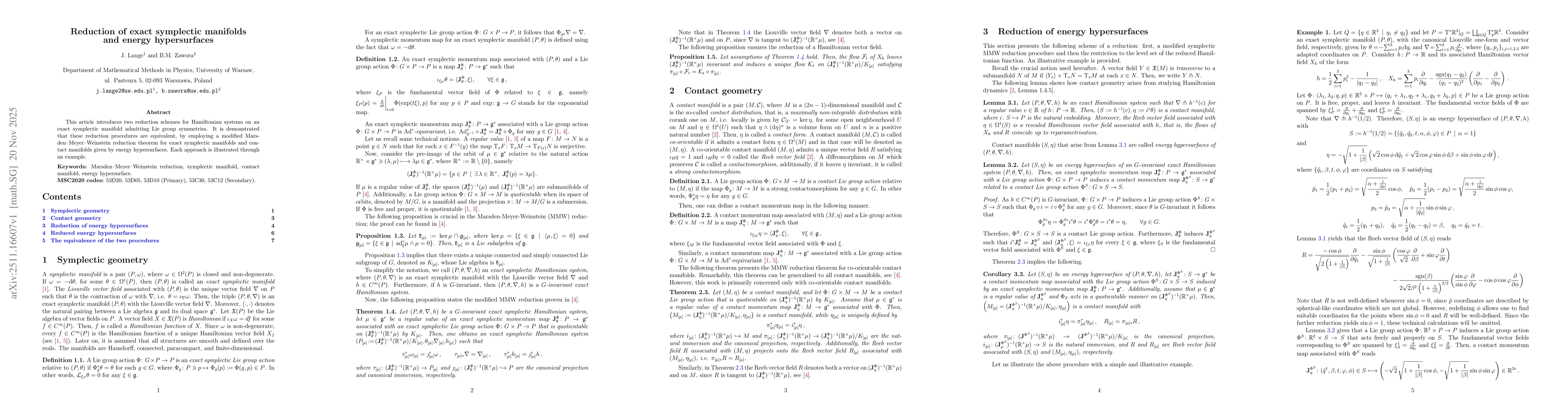 Thumbnail for Reduction of exact symplectic manifolds and energy hypersurfaces