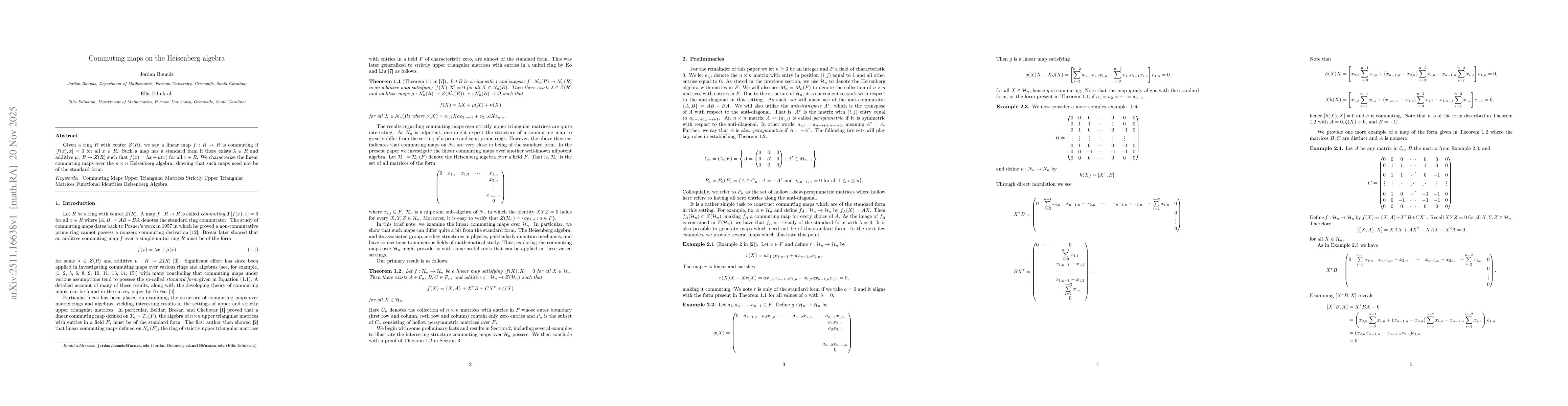 Thumbnail for Commuting maps on the Heisenberg algebra
